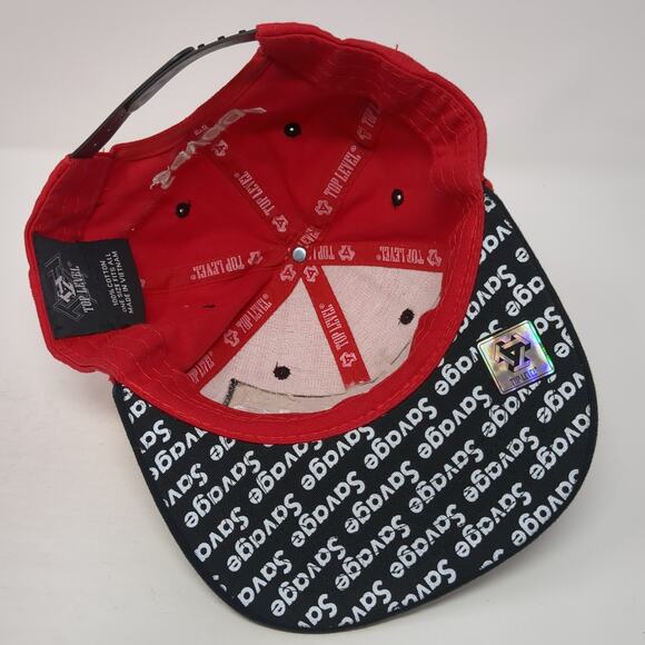 Savage Snapback Hat Red One Size Embroidered Colorblock Top Level - Picture 7 of 9